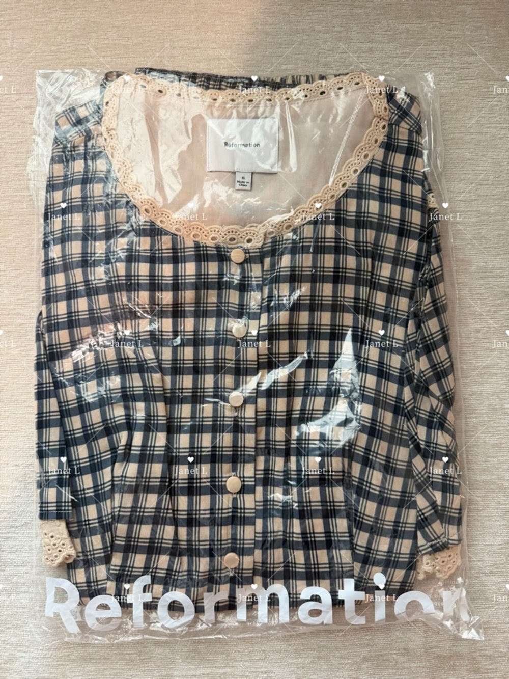 Reformation Valetta Two Piece Beacon Check NWOT - Picture 5 of 6